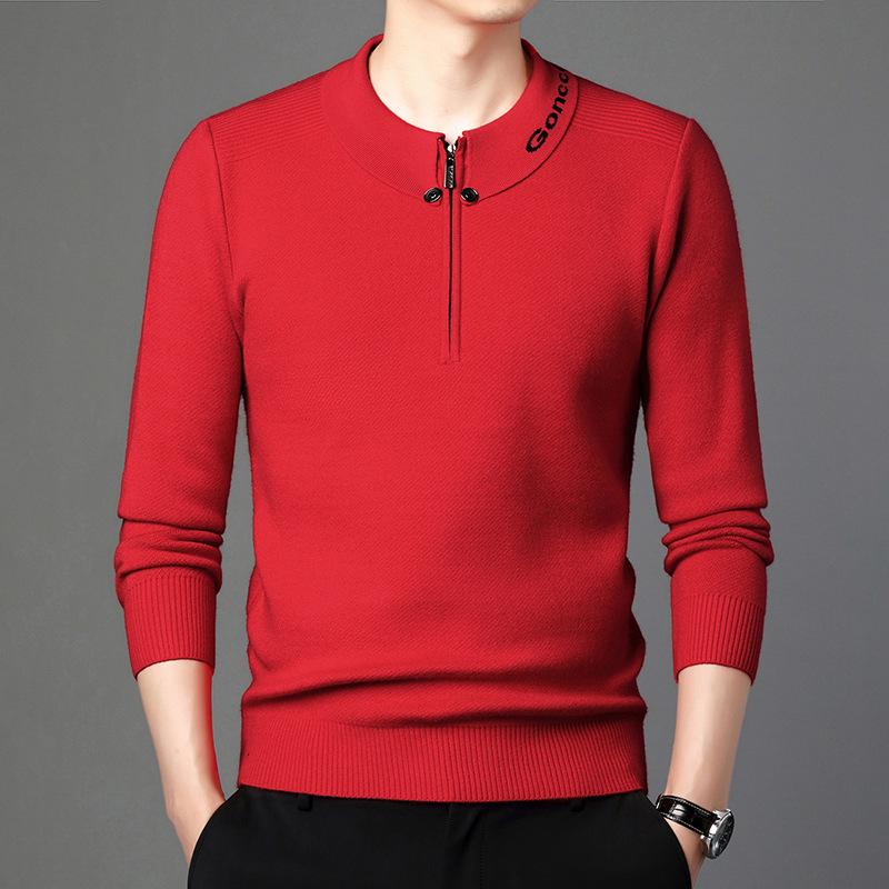 Mid-aged Men's Trendy Half-Zip Pullover Sweater