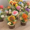 Hand-Knitted Rose Flowers Home Decoration Valentine's Day Gift Handmade Crocheted Flowers Bouquets flowerpot Desktop Ornament