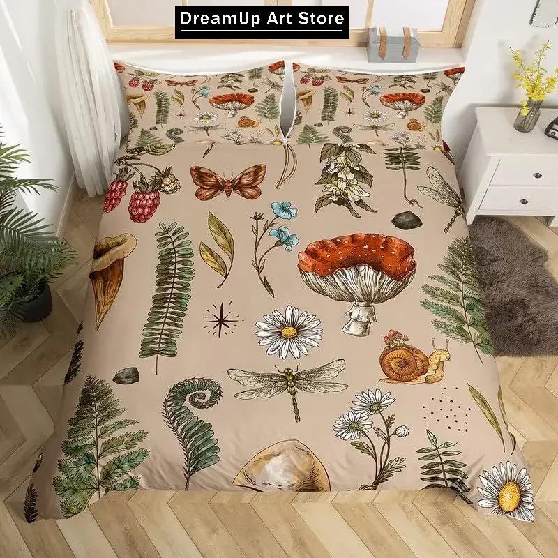 3D Print Fashion Red Mushroom Kawaii Bedding Set Boys Girls Twin Queen Full Size Duvet Cover Pillowcase Bed Adult Bedroom
