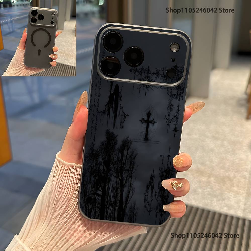 Gotische Coquette Cybersigilismus Magnetisches Kabelloses Laden Transparente graue Handyhülle Für iPhone 17,16,15,14,13,12,11Pro,Max,Plus