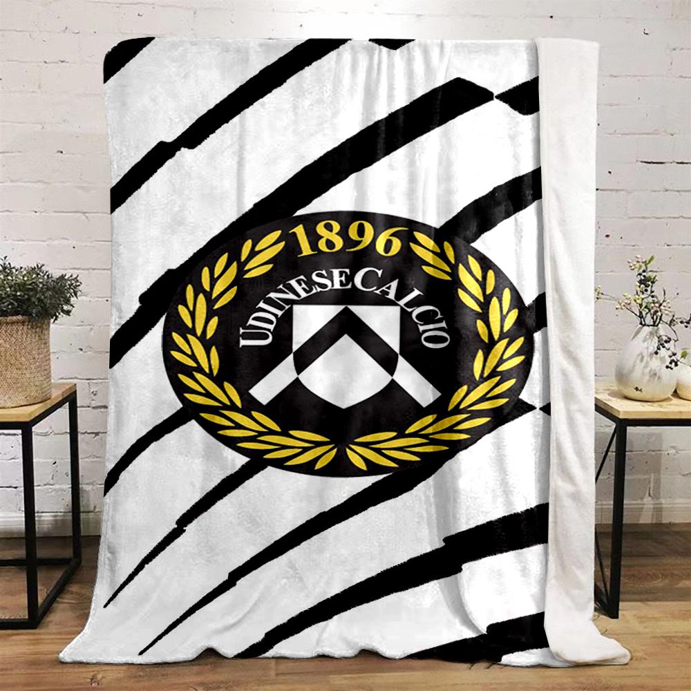 "Udinese Calcio Logo with Black Stripe Design" Flannel blanket for bedroom, living room, sofa, and nap sofas.