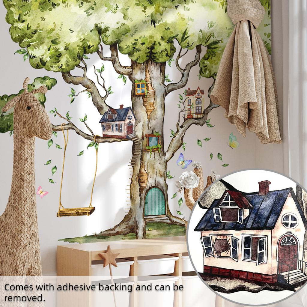 Hand-Painted Tree House Wall Sticker Self-Adhesive Decals Home Decoration