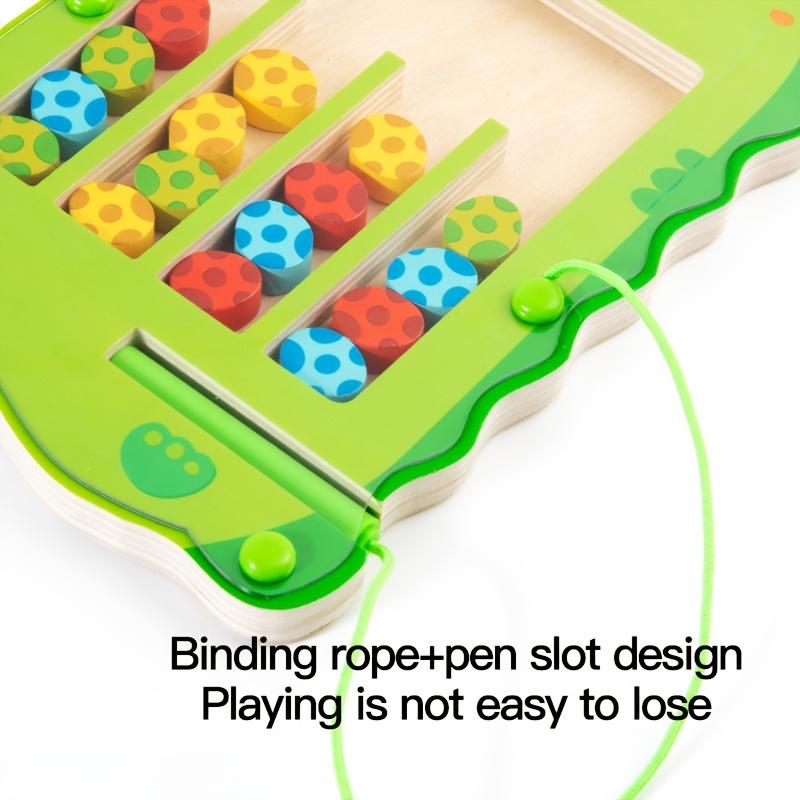 Dinosaur Egg Magnetic Four Color Placement Game, Color Sorting Skills Training Wooden Toy, Hand Eye Coordination Toy, Color Toys