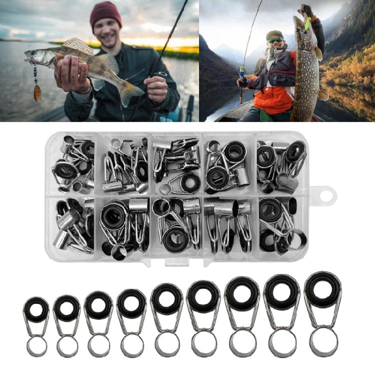 45Pcs Fishing Rod Repair Kits Ceramic Rings Rod Tip Guide Replcment Fishing Rod Side Line Guide Rings Easy To Use