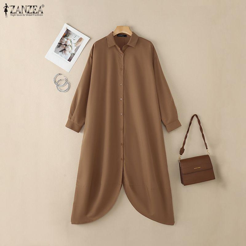 ZANZEA Lässige Damen-Overalls mit Umlegekragen und langen Ärmeln