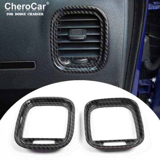 Dashboard Side Air Vent Decoration Cover Trim for Dodge Charger 11+ Carbon Fiber