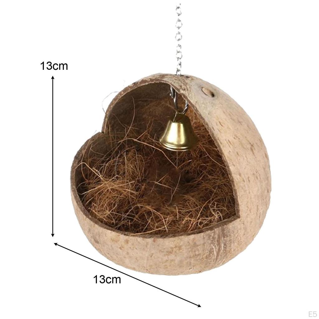 Coconut Bird Nest Hut Breeding Cage Decor Garden Portable Pet Habitat Small Animals House