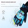 Yirenxing Kids' Winter Ski Gloves: Warm, Thickened, Waterproof, Cute Cartoon Design, Five-Finger Style for Boys and Girls.