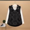 Womens Lightweight Puffer Vest With Detachable Knit Hood Loose Sleeveless Cotton-Padded Gilet Fall Winter