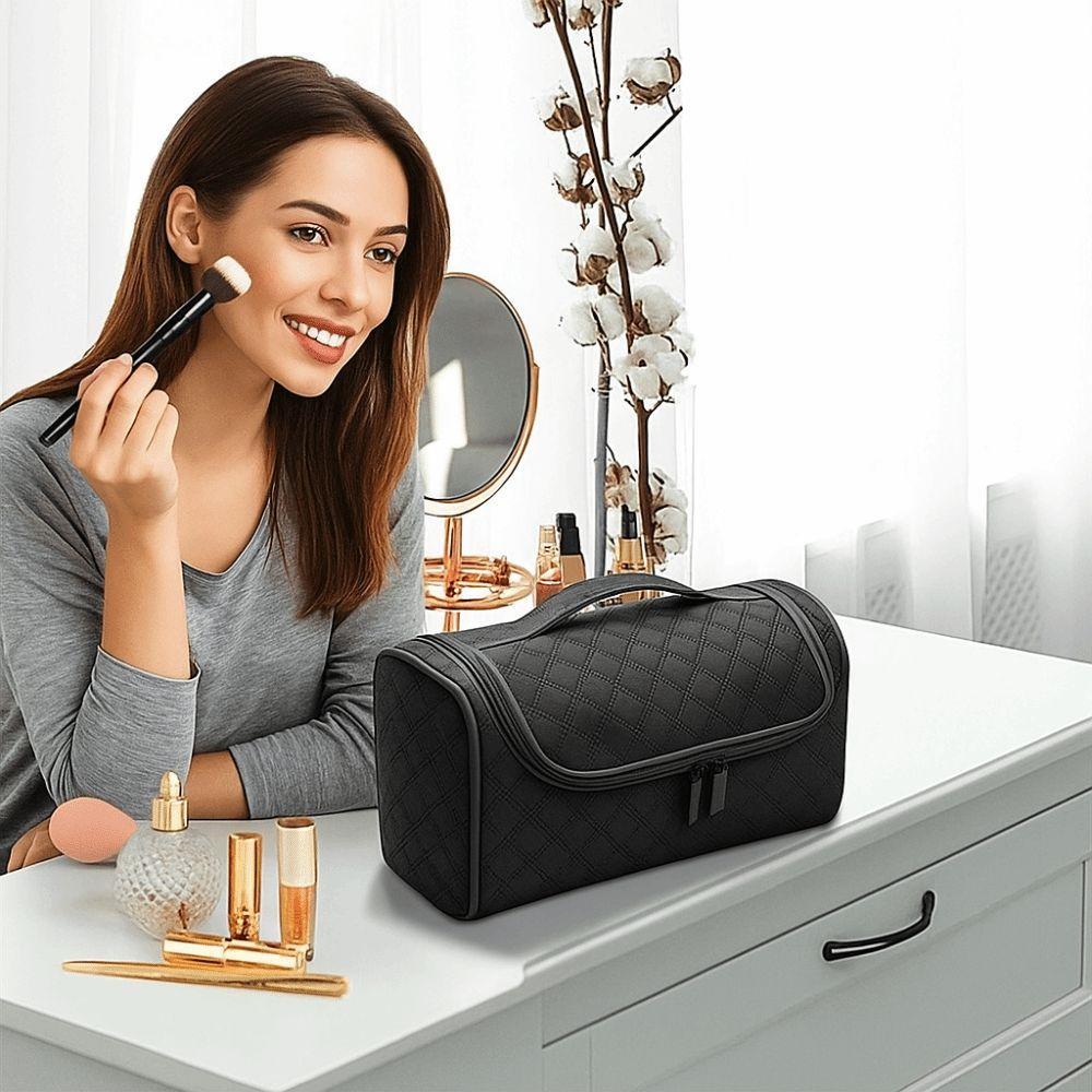 Einfarbige Lockenwickler-Tasche mit Doppelreißverschluss, Aufbewahrungspouch für Glätteisen, Reise