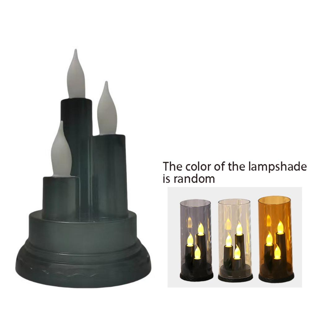 3 in 1 LED Flameless Candle Flickering Taper Electronic Candle Light Three-Wick With Lampshade Flameless Pillar Candle