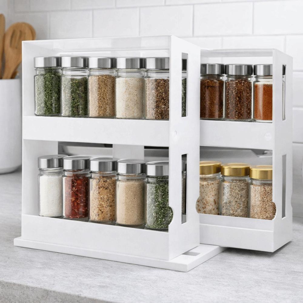 Plastic 2 Layer Spice Storage Rack Large Capacity Spice Organizer  Bathroom
