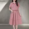 ZANZEA Women Short Sleeve Blouse and A-line Skirts Casual Two Piece Suit Sets