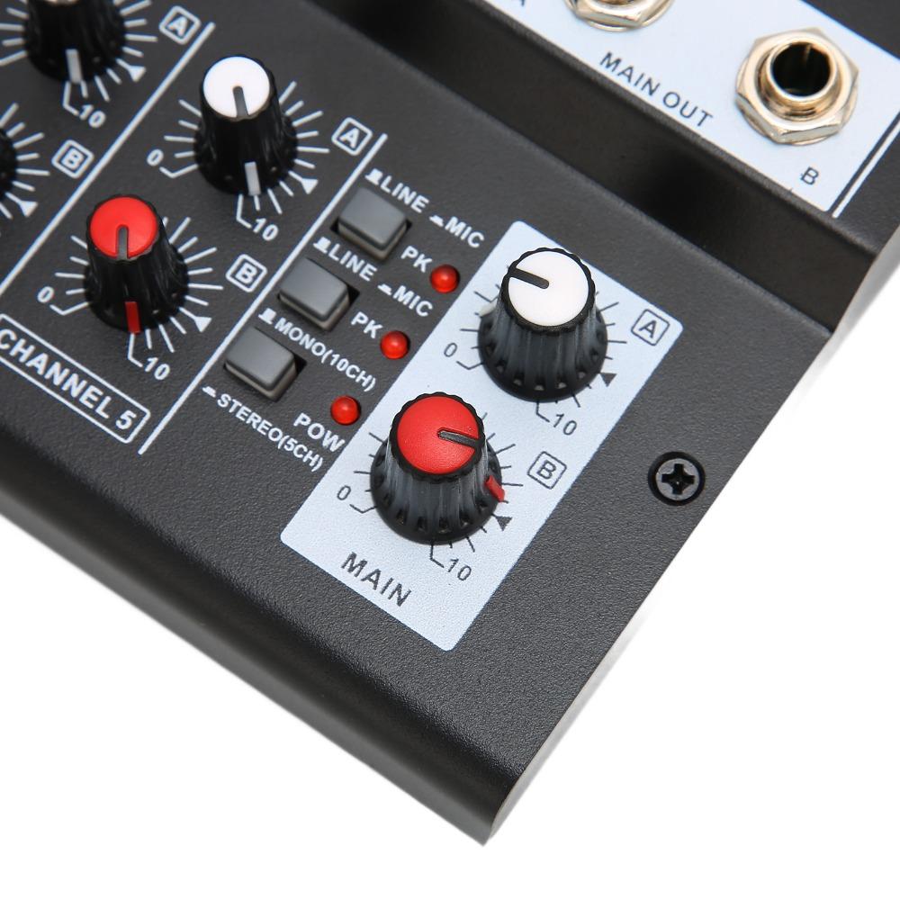 for US Plug Low Noise Stereo Line Mixer 2 Master Volume Knobs Dj Mixing Board Bars