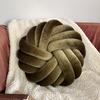 Modern Minimalist Velvet Round Throw Pillow With Knotted Design For Living Room Decor