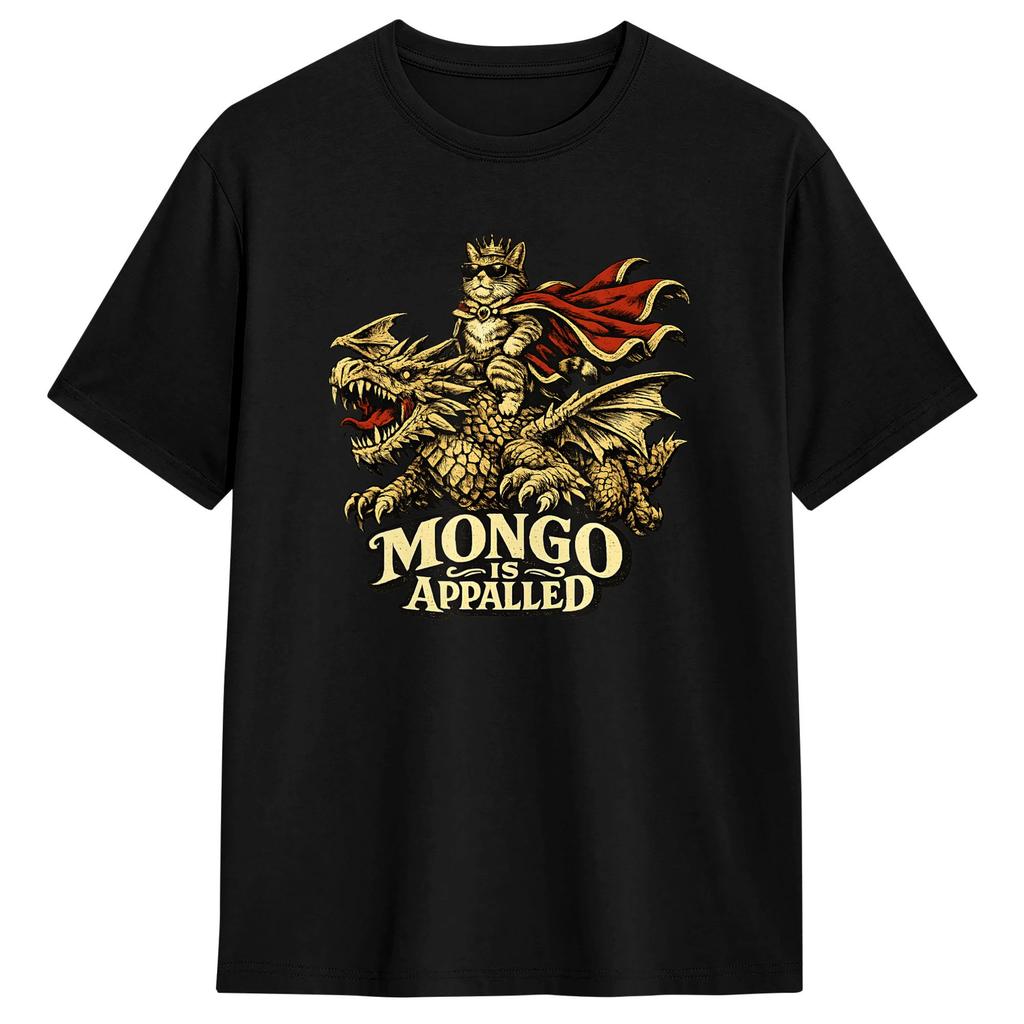 Mongo Is Appalled Princess Cat Riding Dinosaur  TShirts Unisex  Awesome Pure Cotton Tees Crew Neck Short Sleeve T Shirts Unique