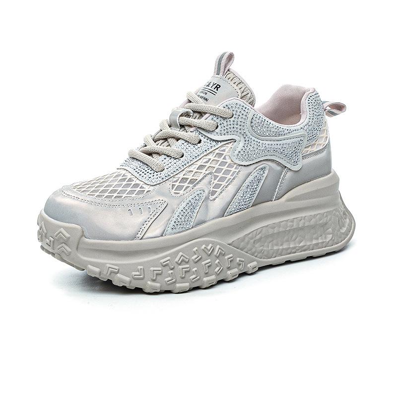 Popular Little White Shoes Women's 2025 Summer New Mesh Breathable Light Casual Fashion Small Thick Sole Heightening Women's Shoes