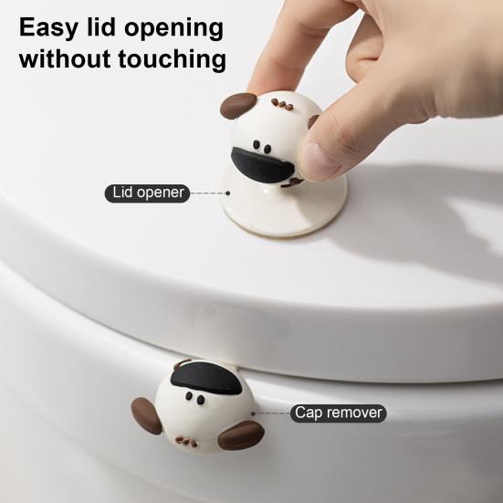 2Pcs/Set Toilet Lid Lifter Sheep Dog Shape Toilet Cover Lifter Easy Installation Versatile Hook Toilet Hygienic Accessory