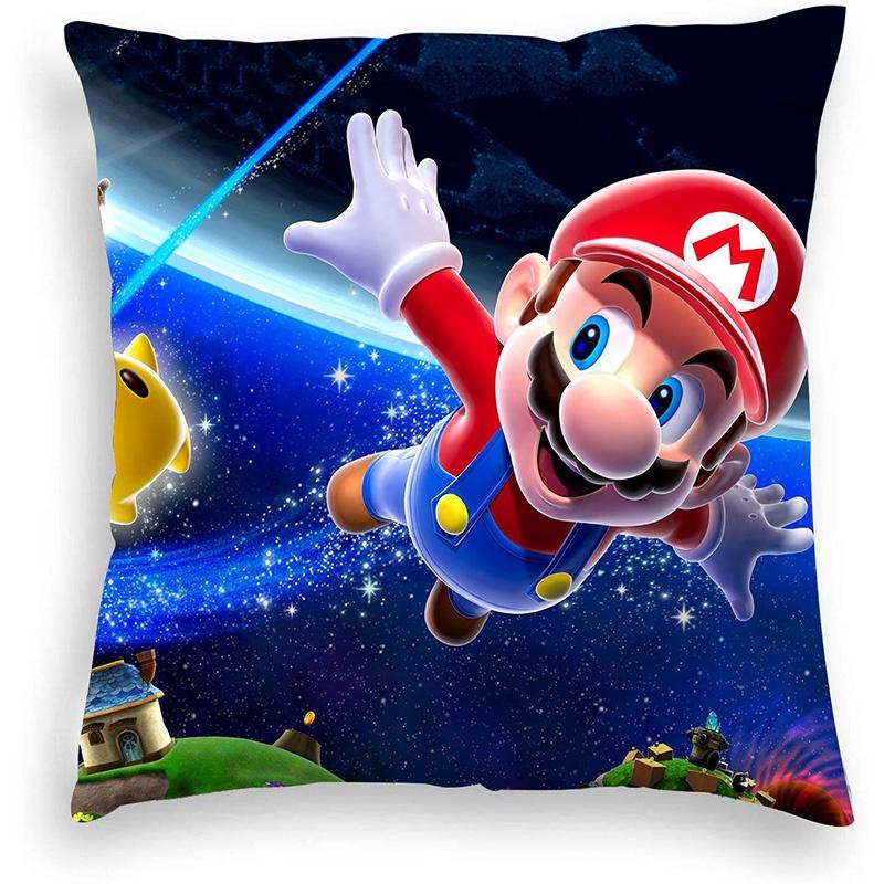 Super Mario Kissenbezug Mario-Themen Kissenbezug aus kurzem Plüsch Für Autodekoration Wohnzimmerdekoration 45*45cm