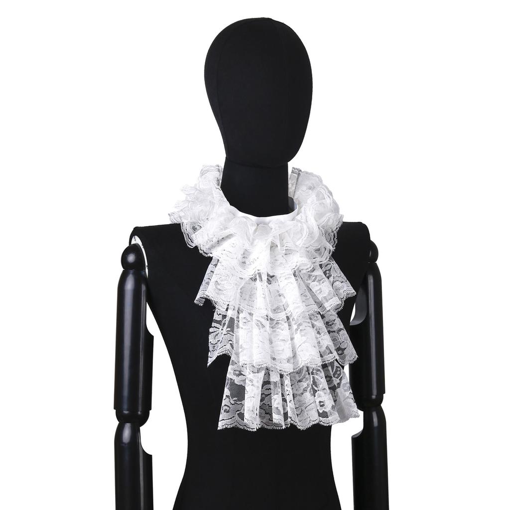 Elegant Ruff Jabot Collar Multilayer Lace Collar for Masquerades Parties Cosplay Event Collar Costume Neckpiece All Age