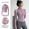 New velvet yoga clothes jacket women's spring elastic breathable long-sleeved sports fitness clothes slim yoga top