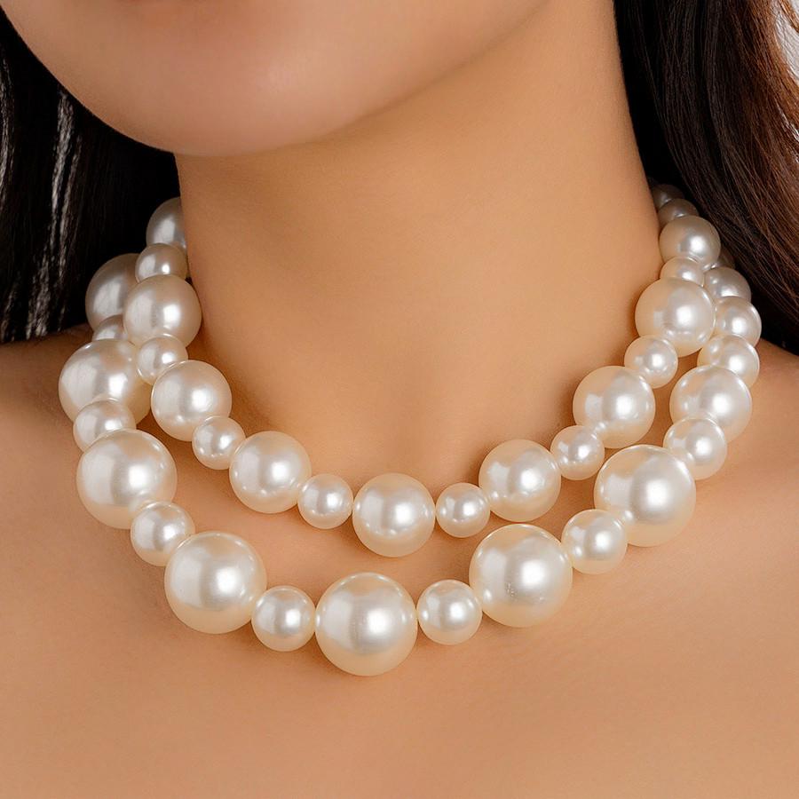 Moda Europeo-Americana: Collar Retro de Perlas Grandes para Mujer - Elegante Accesorio para Fiestas Nocturnas