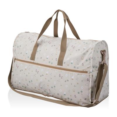 Folding Boston Bag, Large, Miffy HPL0004, B272. Greige Small Flowers