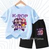 2026 Summer New K- POP Korean Idol Style Boys Girls Outfits Two-Piece Set with  Printed Short-Sleeve T-Shirt Shorts