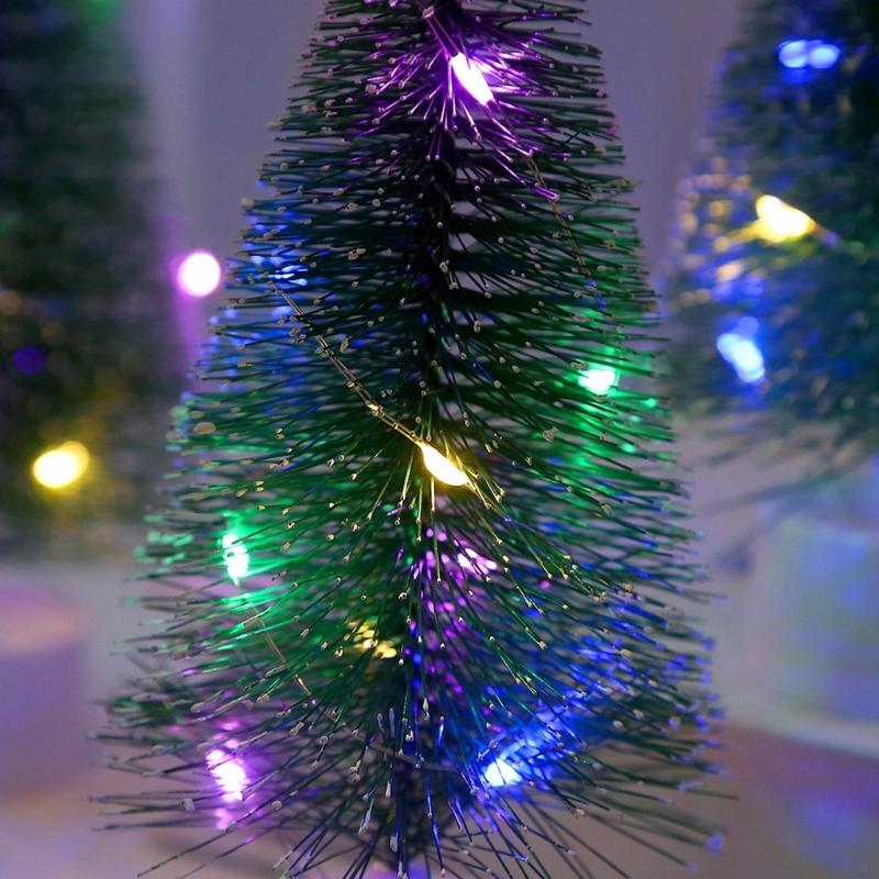Tabletop Christmas Tree Mini Artificial Christmas Tree with LED Multicolor String Lights for Holiday Home School Office