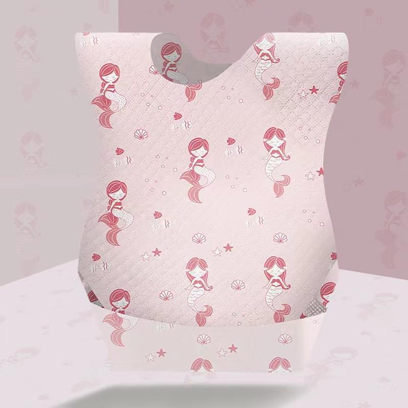 10Pcs Disposable Baby Bib Waterproof Oilproof Portable Printed Infant Feeding Bib For Toddler Eating Travel Daily Use