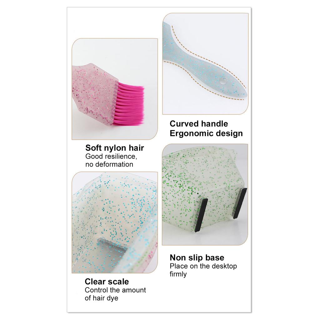 3pcs Hair Dye Kit Home Salon Hair Coloring Tint Brush Dyeing Mixing Bowl Accessory Set (Blue)