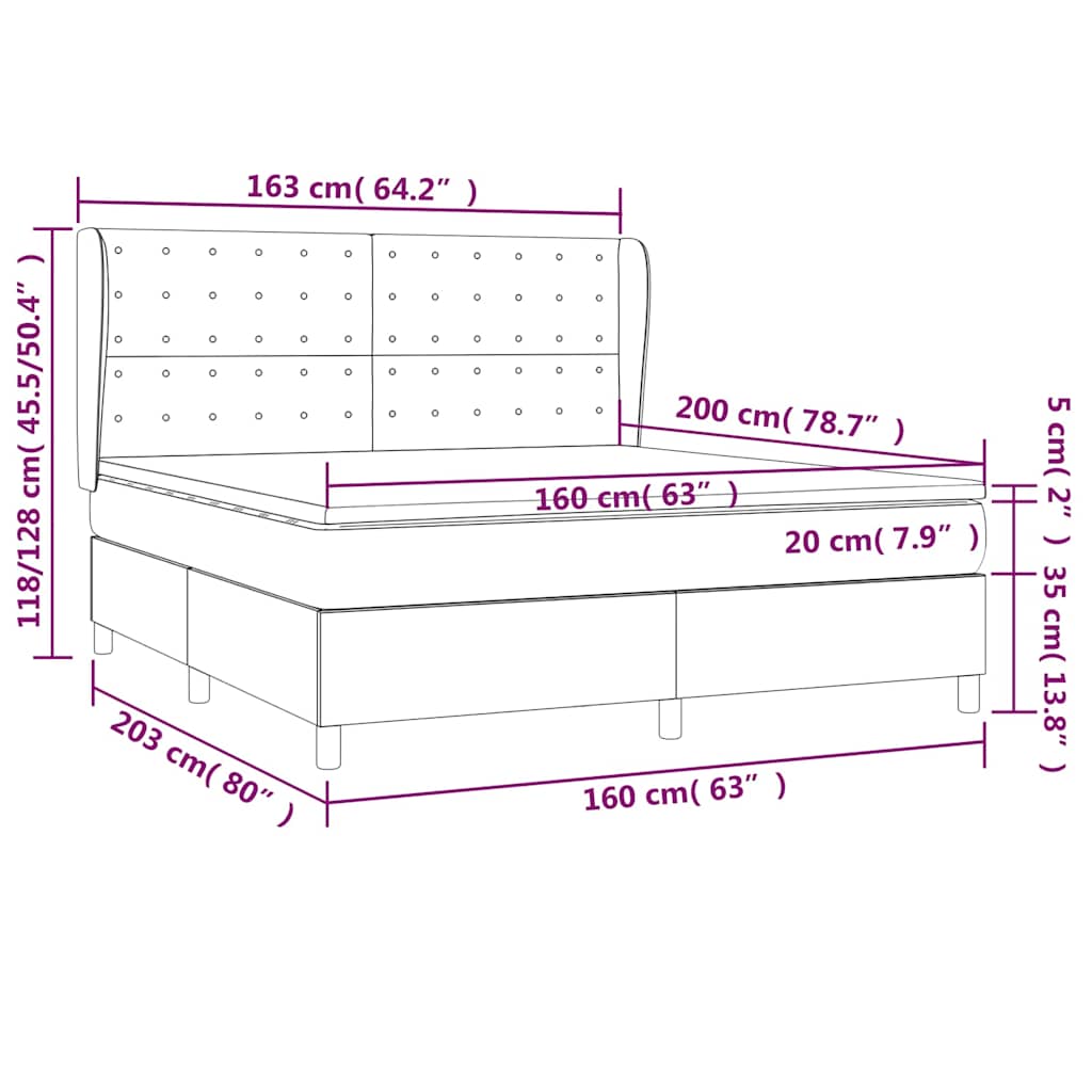 Box Spring Bed with Mattress Dark Green 160x200 cm Velvet