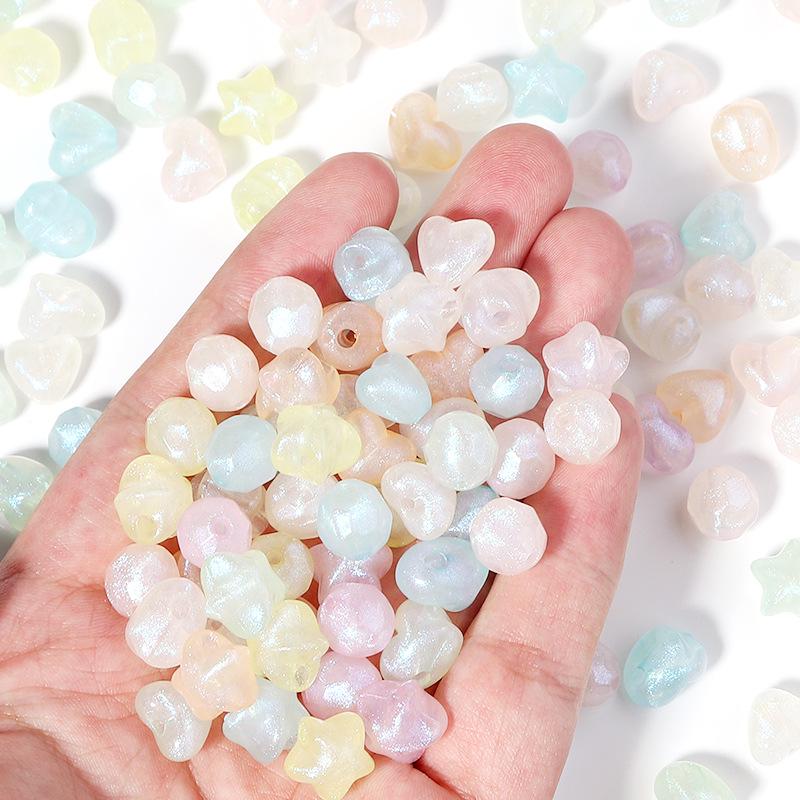 Acrylic Translucent Candy Color Heart & Star Beads, 100 Pieces/Pack, DIY Bracelets Small Pendants.