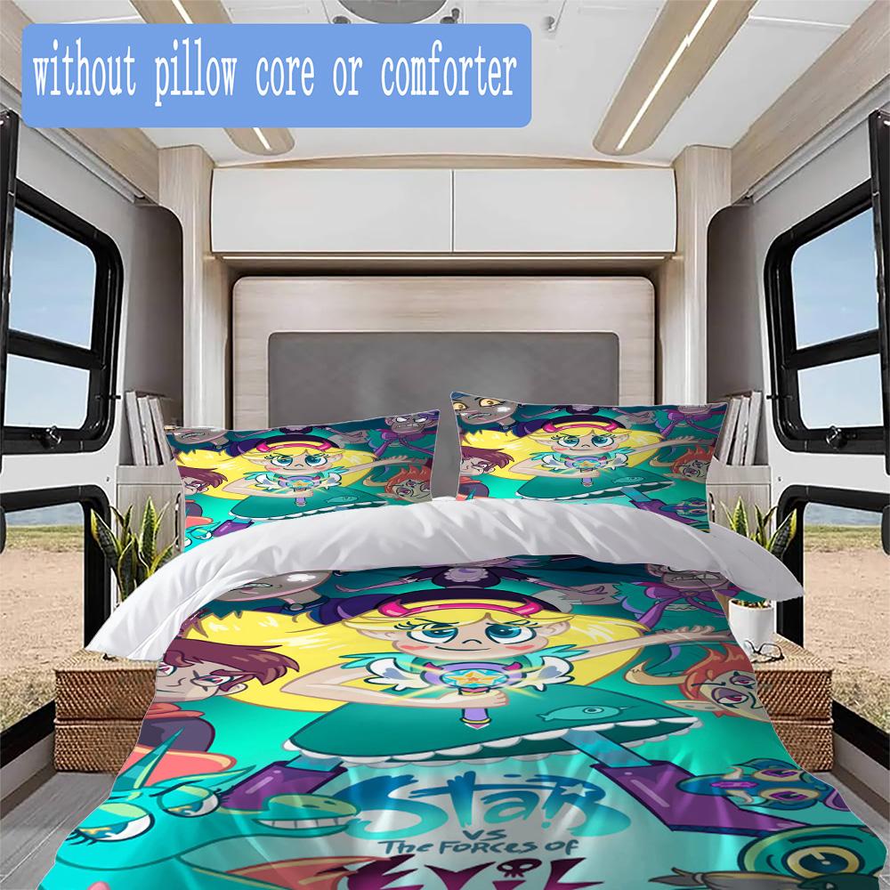 Star Butterfly Pattern Bedding,Quilt Set Quilt Cover Pillowcase Home Birthday Gift (1*duvet cover+2*pillowcase,without core)SSJT0917357