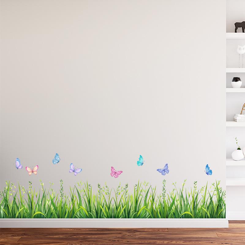 Wall Decals for Living Room Bedroom Minimalist Skirting Board Flowers Roses Plants Creative Waistline Background Wall Art Paintings Home Decor