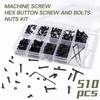 Zmbroll 510pcs M2 Socket Cap Screws, Metric Hex Bolts, Nuts, Washers, 12.9 Grade Alloy Steel Screws, Hex Socket Head Cap, Small Machine Screw Kit with