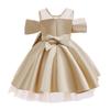 Vestido de Princesa de Satén Champagne para Niñas Vestido de Fiesta de Cumpleaños