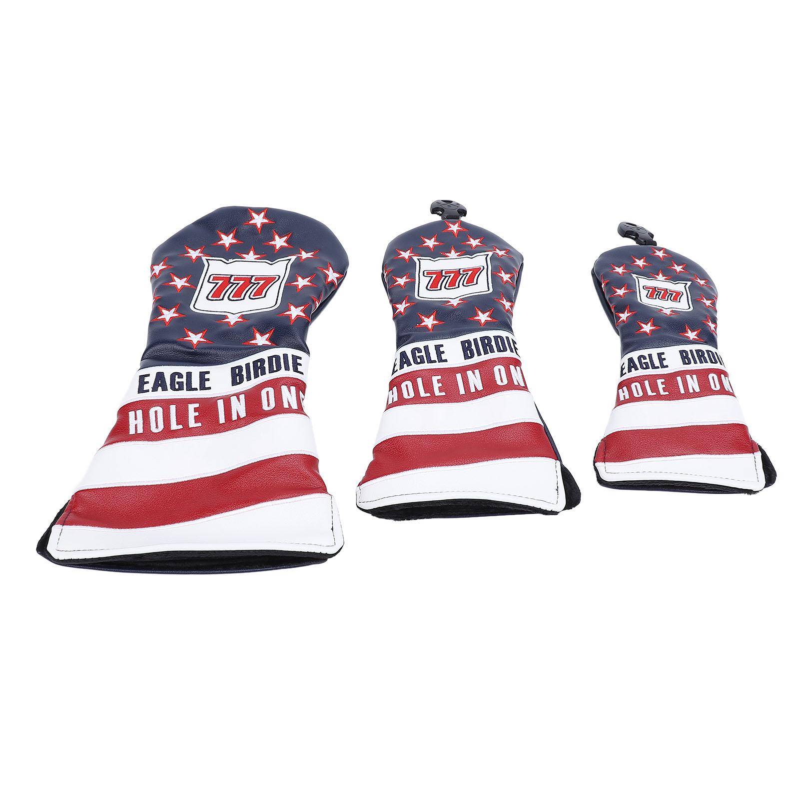 Golf Club Head Cover Set Waterproof PU Leather Golf Club Protective Headcover with Number Tag 3pcs Black