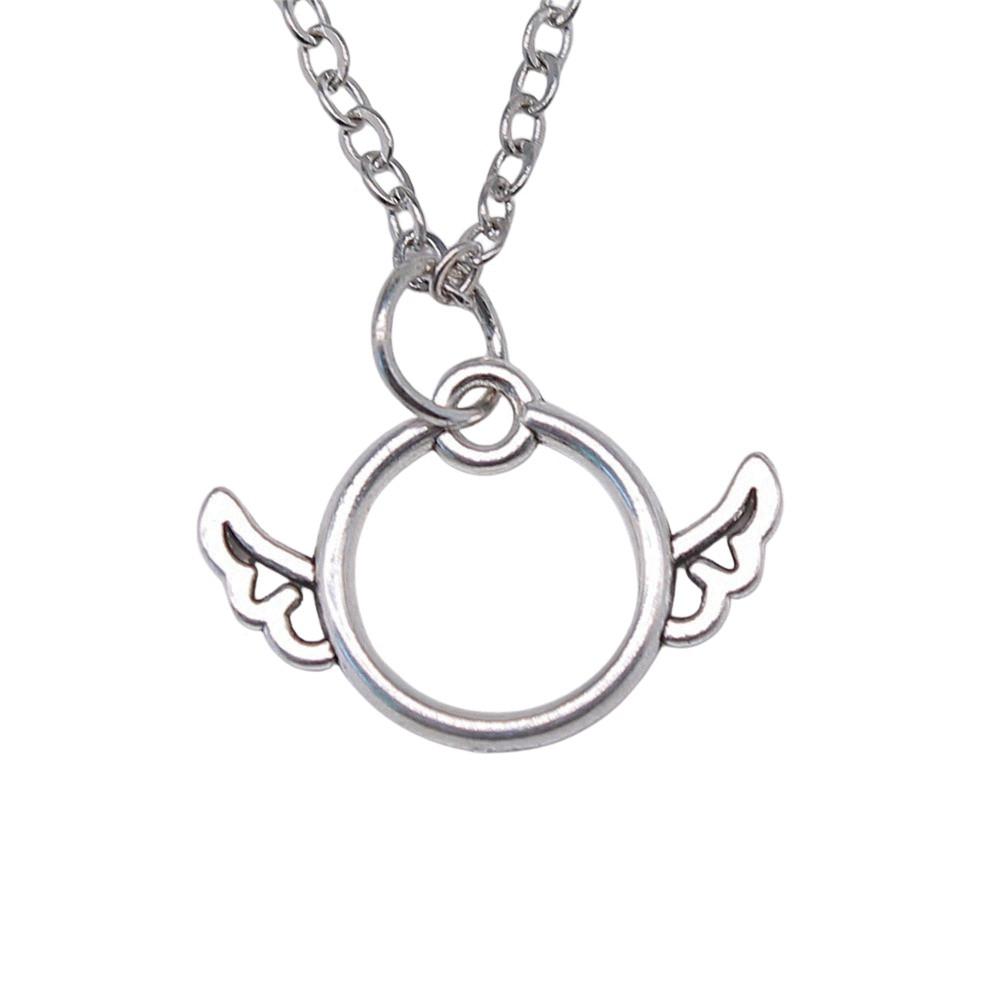 

Ornate Angel With Heart Pendant Necklace Spiritual Faith Jewelry 40cm Short Chain A21-1pcs-13x19mm