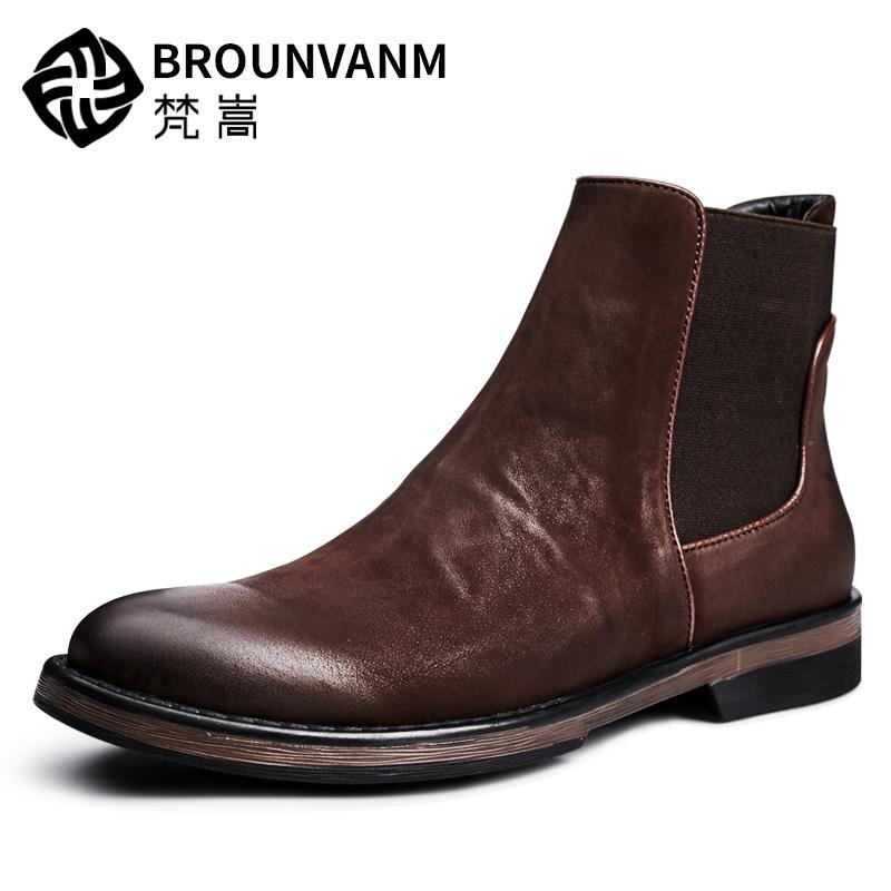 Botines Chelsea para hombre Zapatos de cuero de caña alta Botas para hombre Botas Zapatos de algodón de invierno Botas Martin británicas para hombre