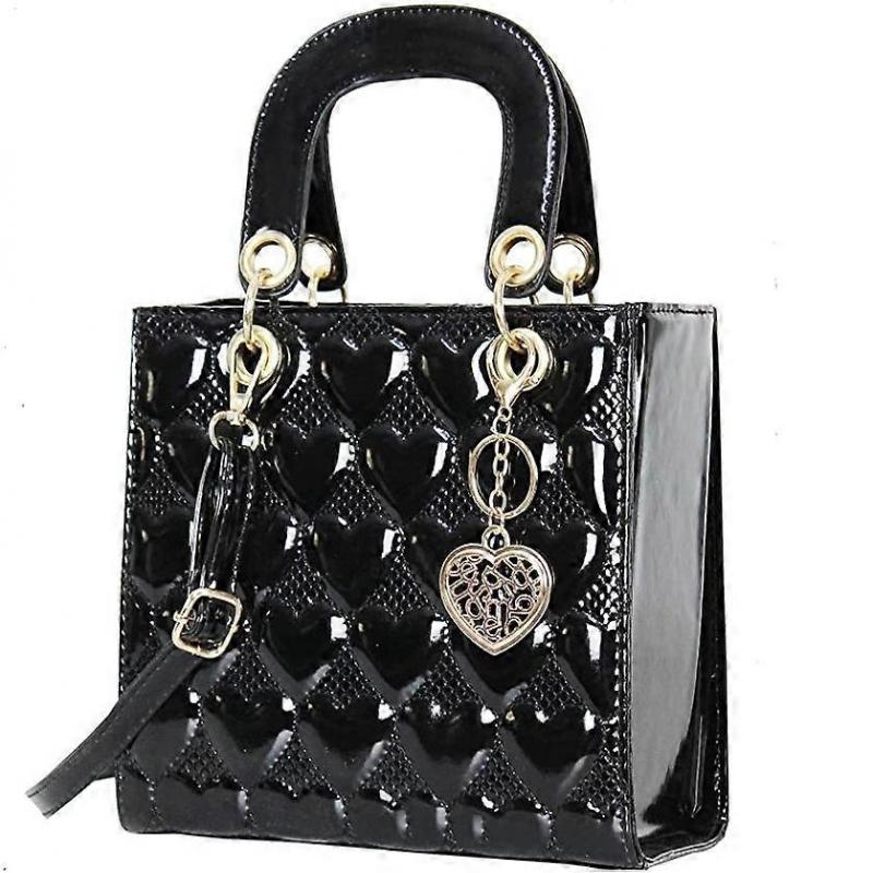 Ladies Wallet and Handbag PU Leather Satchel Shoulder Bag Messenger Bag--Black