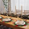 6 Pcs 15.75 Inch Christmas Greenery Placemats Artificial Winter Pine Placemat Pinecone With Red Berries Cedar Branch Place Mat D