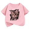 Cute Cat Graphic Kids Tshirts Summer Short Sleeve Tees Cartoon Animal Boys Girls Clothes Kawaii Kitten Tops Y2K Children T-shirt