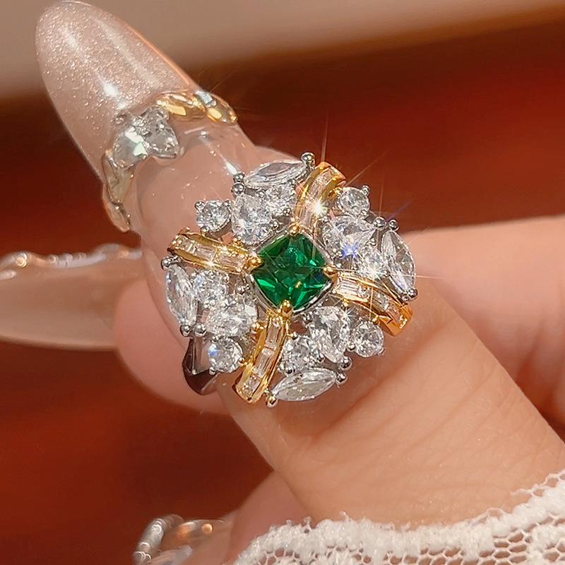 

Jewelry Set Necklace Earrings Ring Color Treasure Emerald Jewelry Women S Vintage