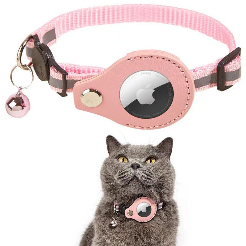 Reflective Cat Collar with Airtag Holder and Bell - Anti-Lost Tracker for Cats