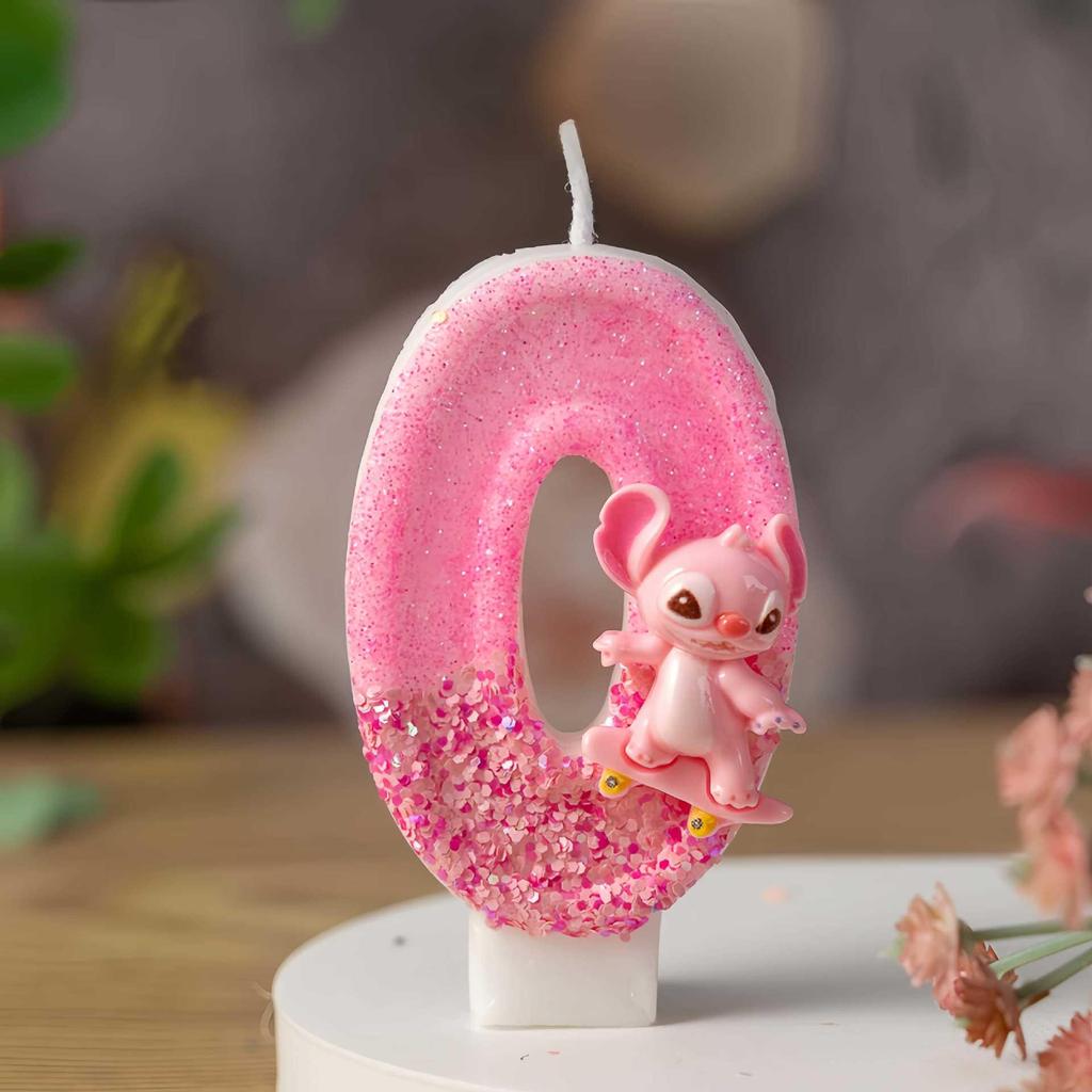Pink Long-Eared Animal Birthday Candle, Number 09, Cute Cartoon Decoration for First Birthday Cake