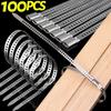 New Stainless Steel Cable Tie Heavy Duty Self-Locking Metal Fixing Loop Wrap Strap High Temperature Resistant Step Tie
