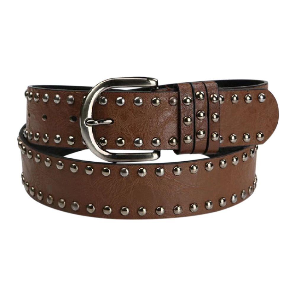 Luxury Brand Design Pin Buckle Waistband Gothic Leather Belt Ladies Dress Strap Rivet Waist Band