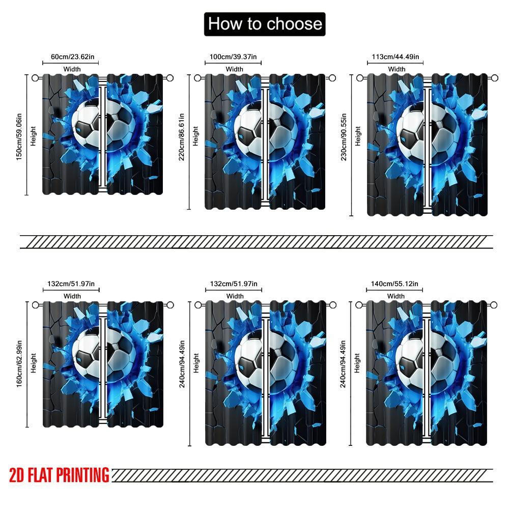 2D Flat Printing 2pcs Curtain Soccer2 Versatile Fabric,Without Electricity Spring Party & Holiday Decor Applies To Holiday