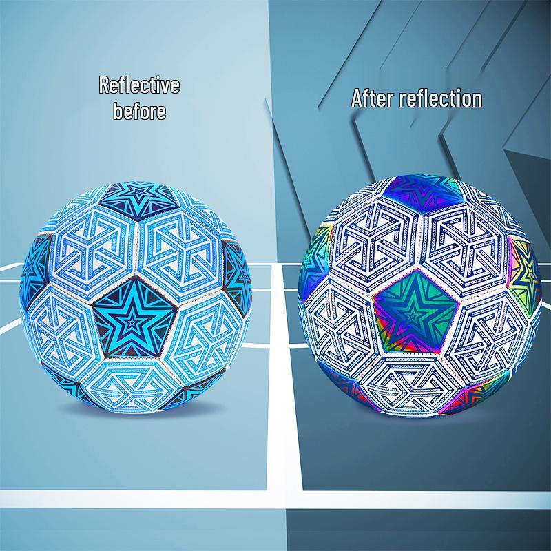 Ballon de Football Réfléchissant Lumineux Night Glow - Cuir PU Véritable Cousu à la Machine, Parfait pour l'Entraînement et les Matchs de la Coupe du Monde, Idéal pour les Enfants.